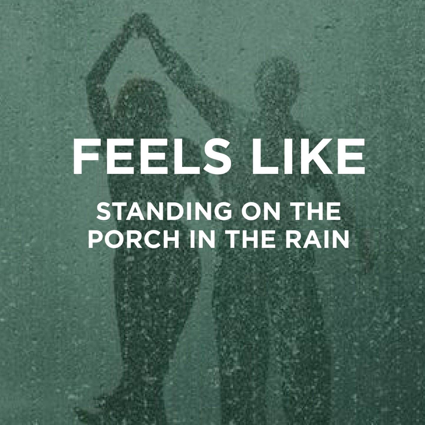 Two people stand in the rain, holding hands and lifting their arms. Text reads: FEELS LIKE standing on the porch in rain—with a hint of JAMES HOME + AWAY SET eau de parfum by byrosiejane lingering in the air.