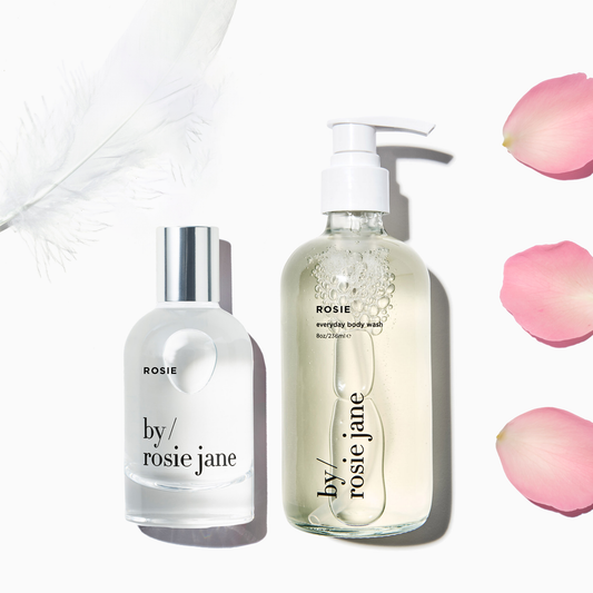 Rosie Full Size Eau De Parfum and Rosie Body Wash with notes: Sweet Rose and Nude Musk