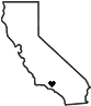 Black outline of the state of California on a transparent background, showing its recognizable irregular shape along the Pacific coast.