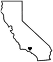 An outline of the state of California, showing its distinctive jagged western coastline and straight eastern border.