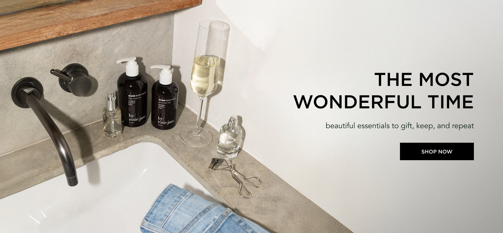 mix of by/ rosie jane products around a sink