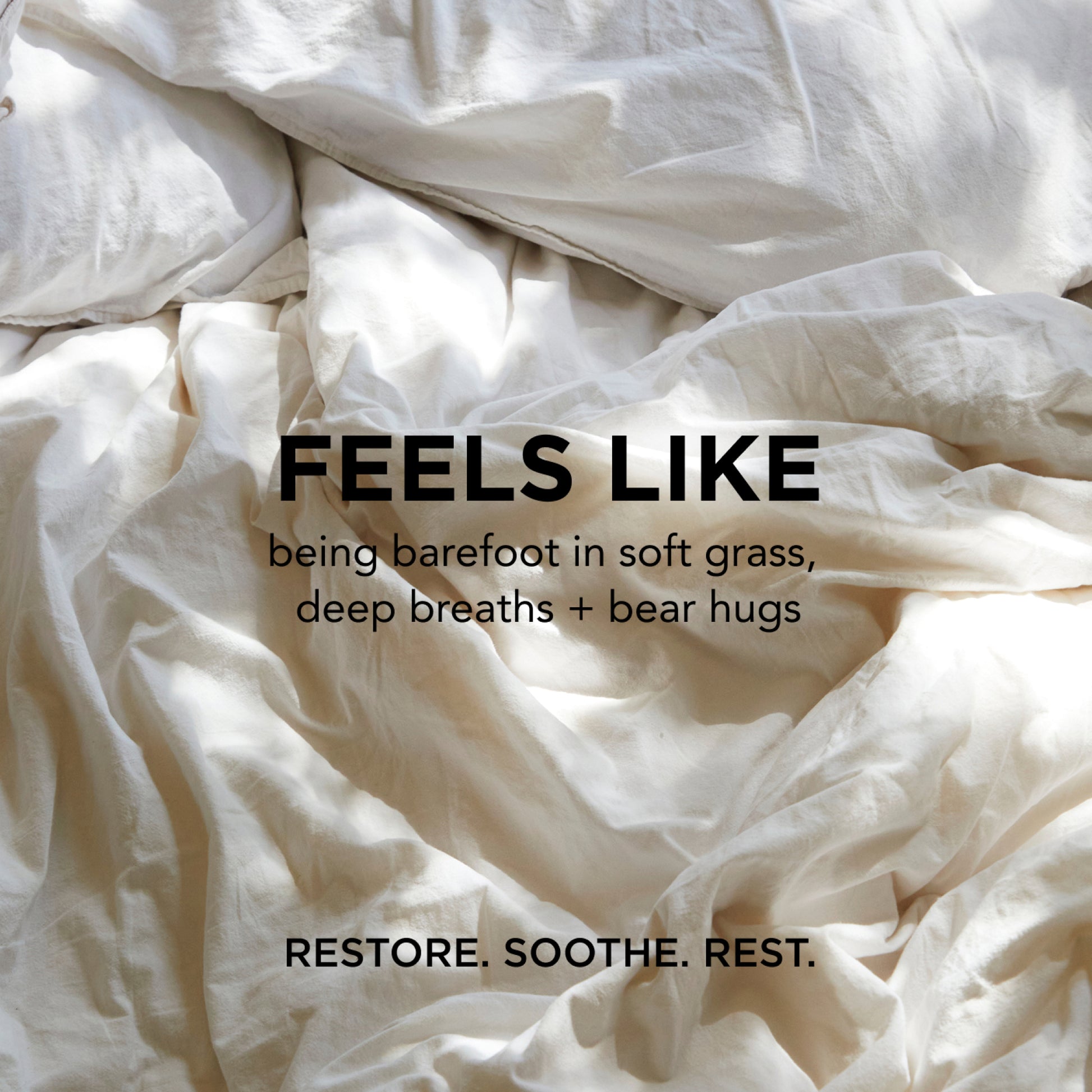 calm body milk feels like restore, soothe, rest