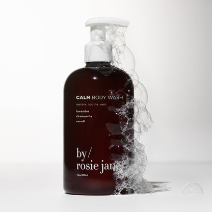 calm body wash with bubbles