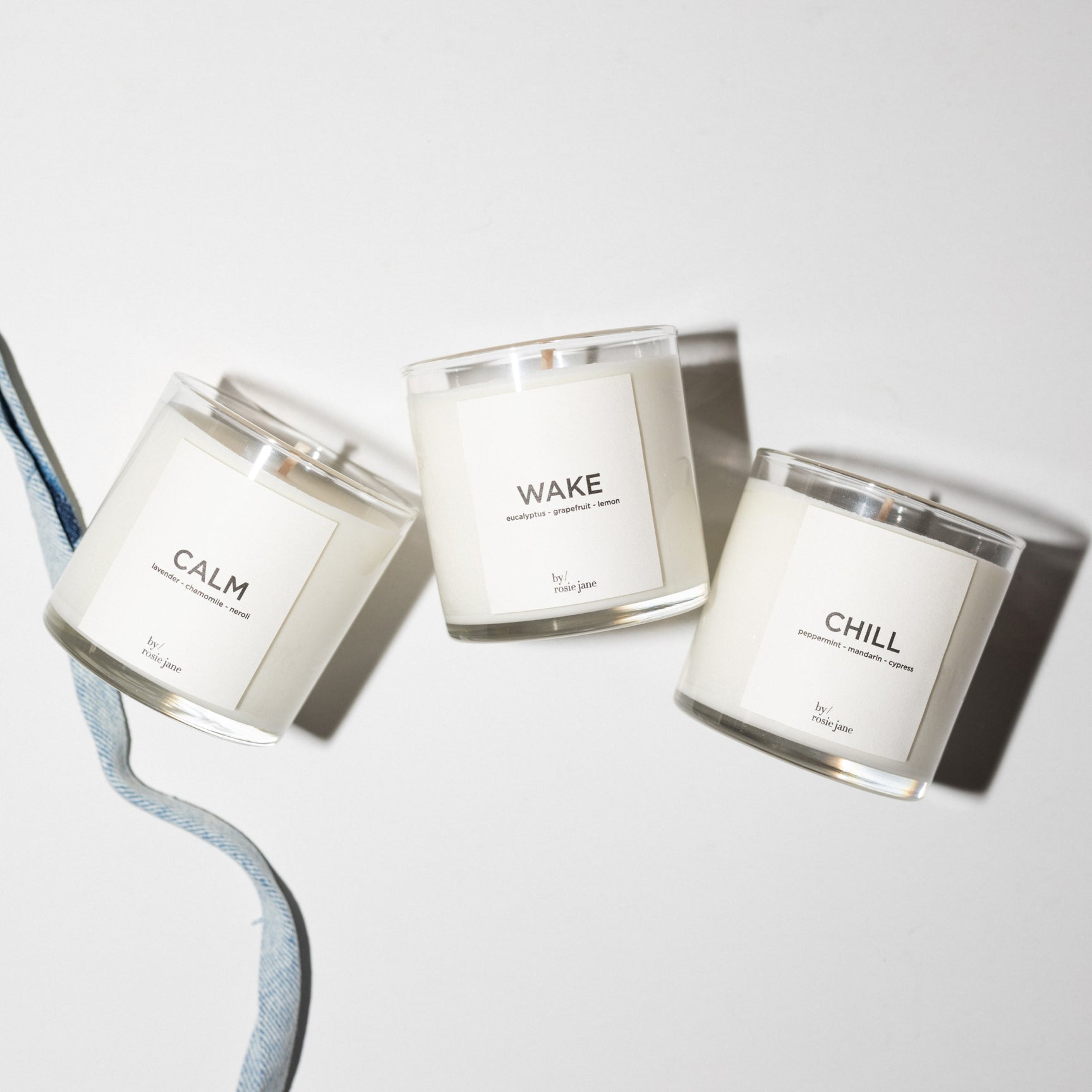 3 candles on a white background