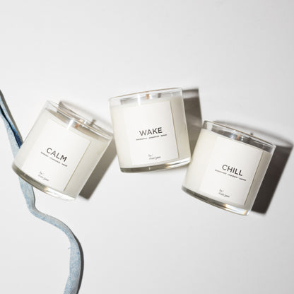 3 candles on a white background