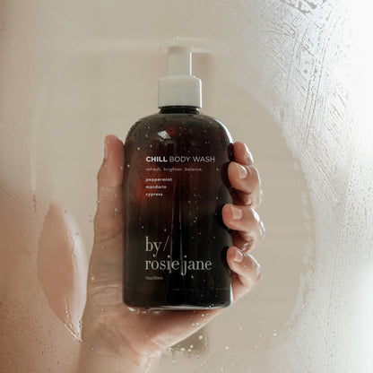 chill body wash in hand
