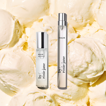 Dulce Perfume Oil + Travel Spray on vanilla ice cream