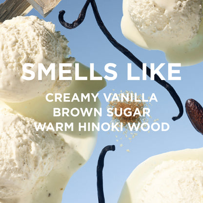 Dulce Smells like creamy vanilla, brown sugar, and warm hinoki wood