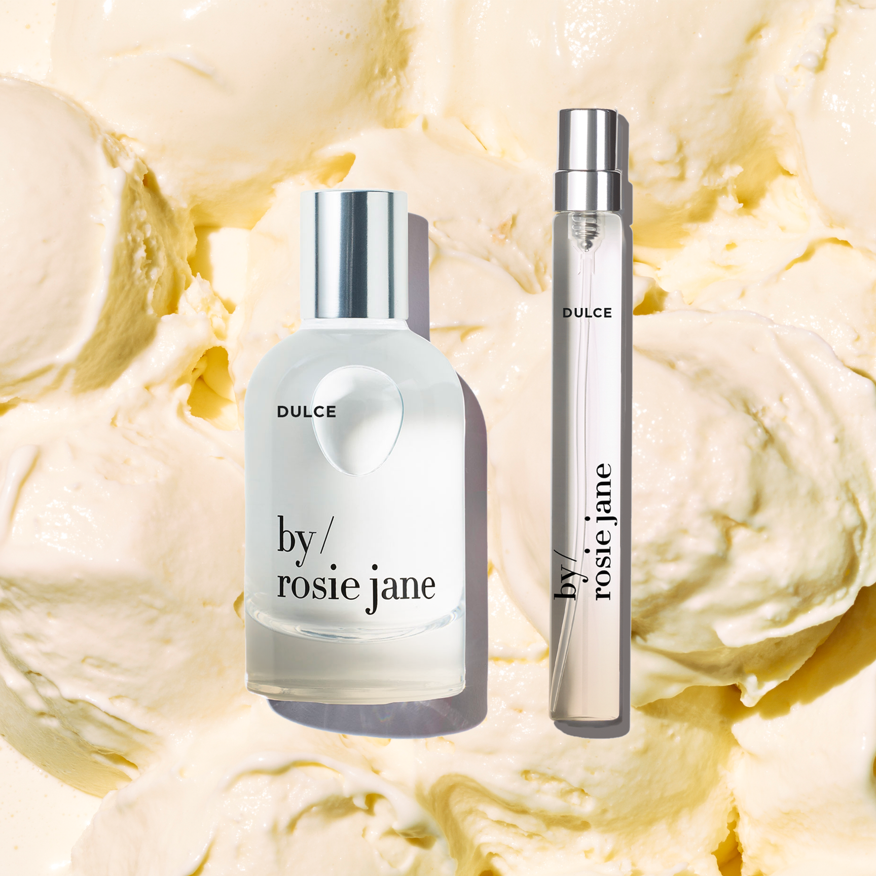 Dulce perfume  and Dulce body milk  on vanilla ice cream