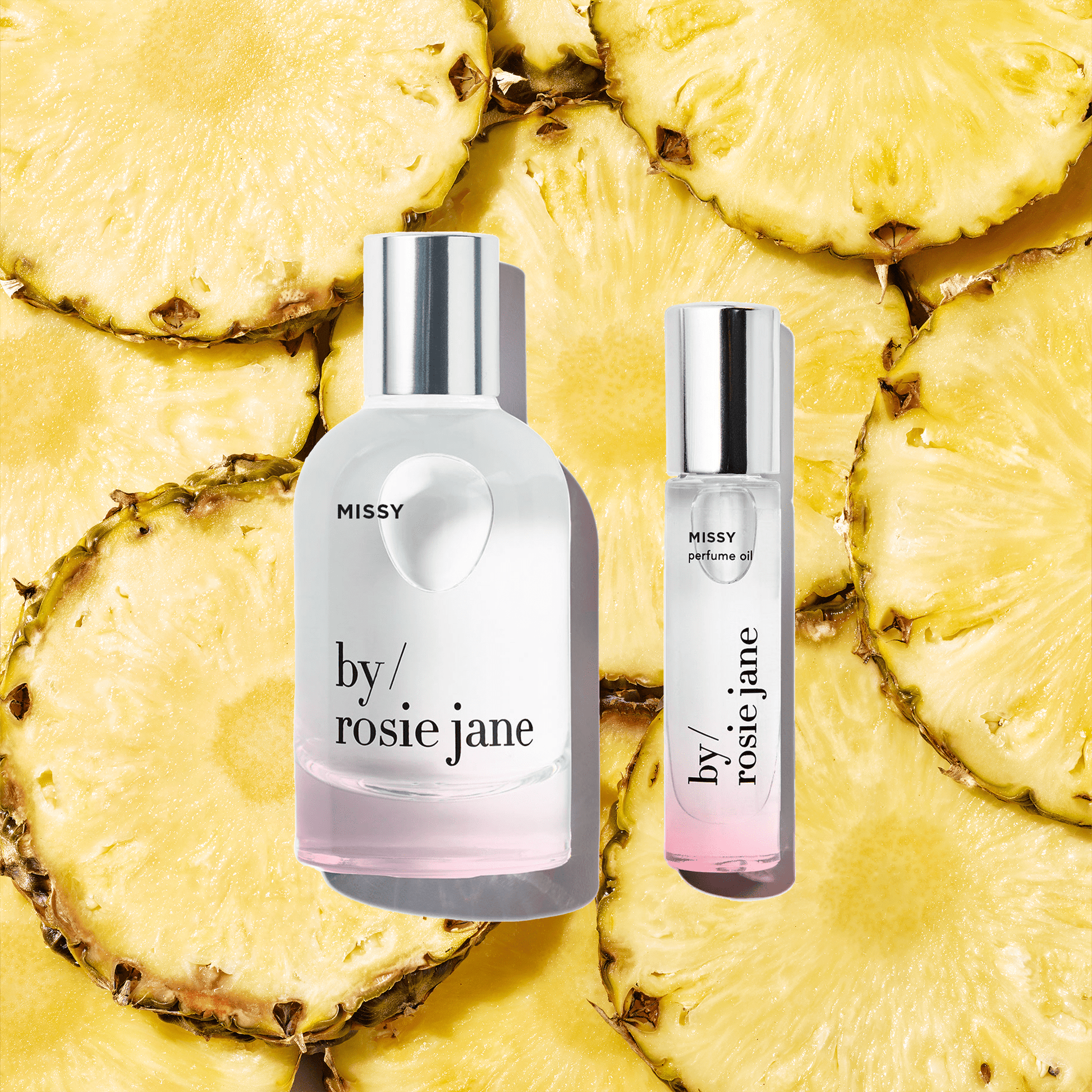 Missy perfume + Missy perfume oil on pineapples