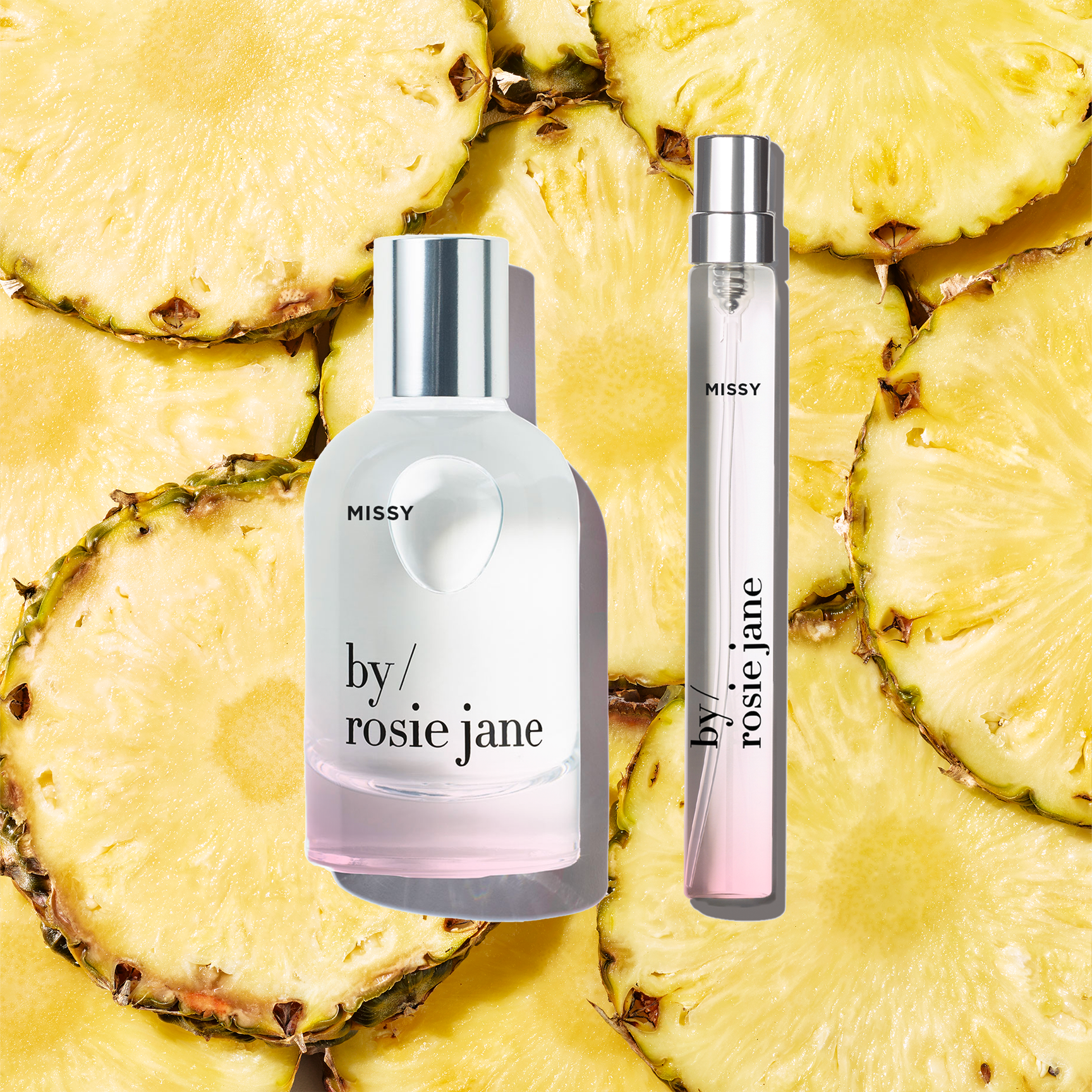Missy perfume + Missy travel spray on pineapples
