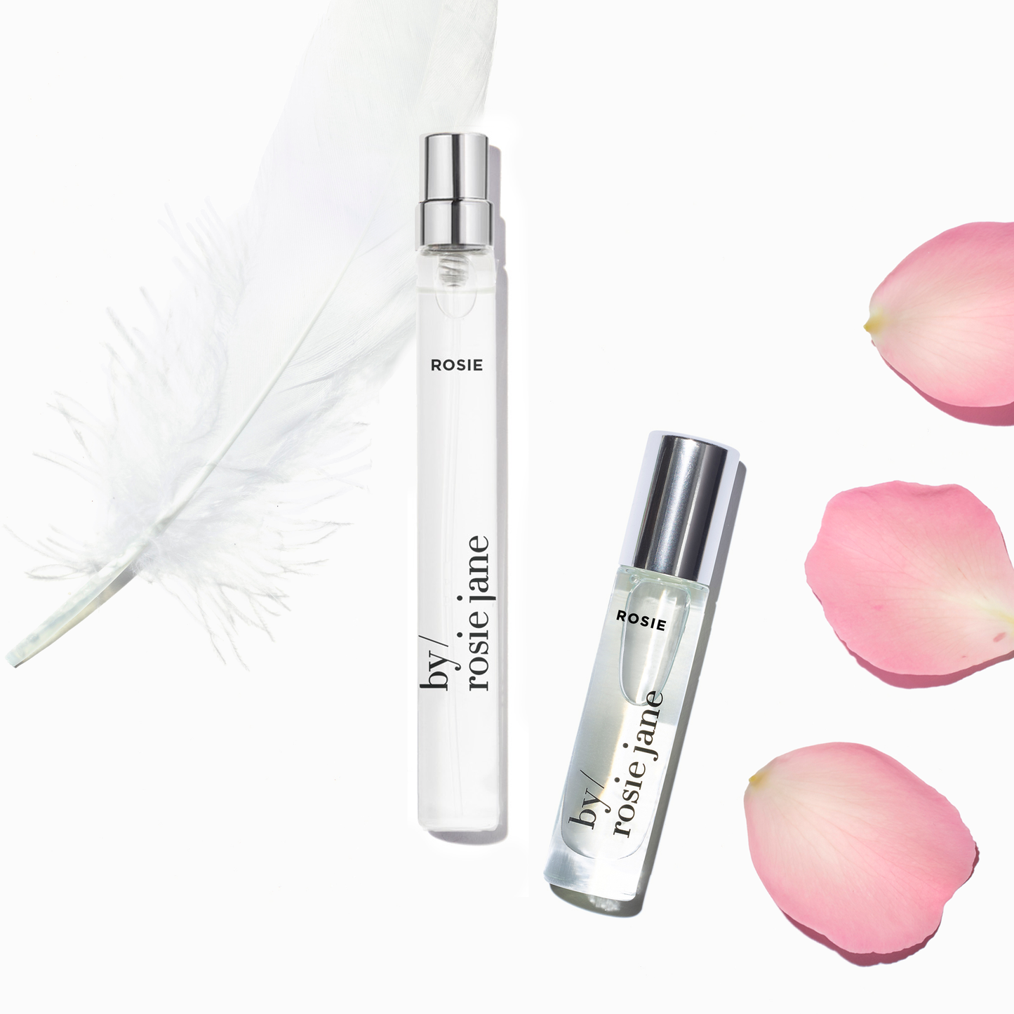 Rosie travel spray + perfume oil with notes of sweet rose and white musk 