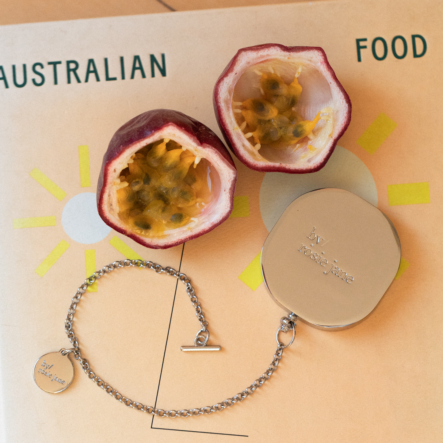 matilda solid perfume on a piece of paper with 'Australian Food' text and illustrations.