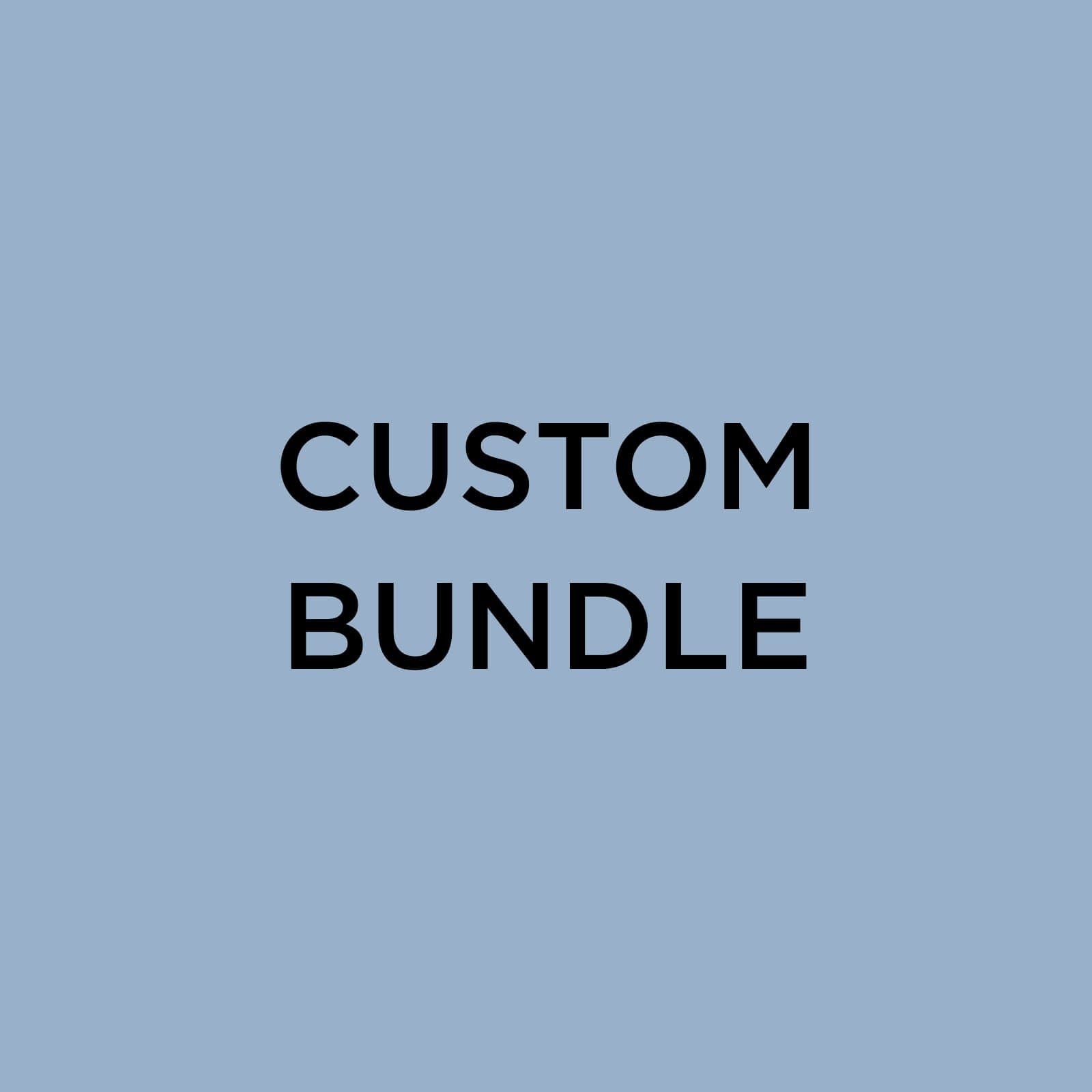 Text 'CUSTOM BUNDLE' on a solid blue background