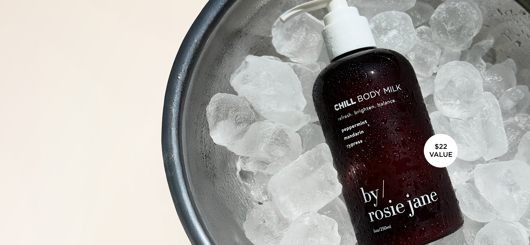 chill body milk laying in a bowl of ice