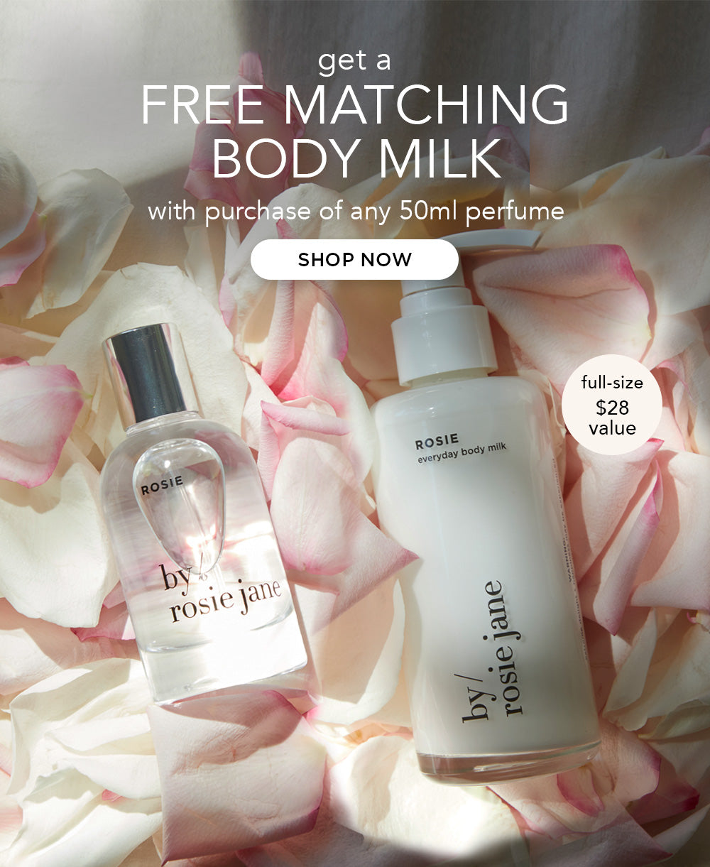 get a FREE matching body milk with the purchase of any 50 ml perfume